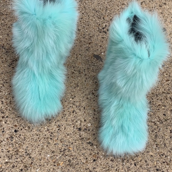 Mint Green Real Fur Boots - Picture 7 of 10